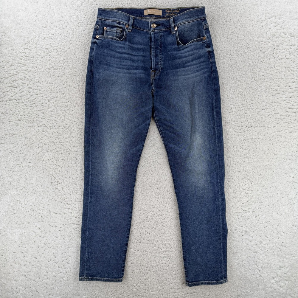 7 For All Mankind Josefina Boyfriend Jeans Womens 30 Blue High Rise Stretch